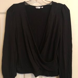 Black, light knit, crossover sweater